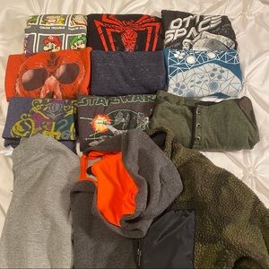 HUGE Large Boys Lot Fall Tops Tees Hoodies